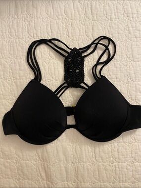 Victoria's Secret Black Macramé Strappy Back Push-Up Bra